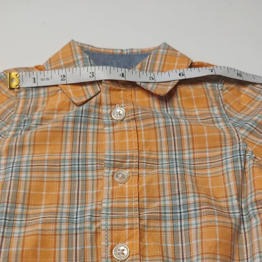 Orange Plaid Kids Collar Shirt Onesie